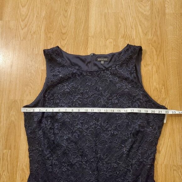 Marina Sparkle Lace Flare-Hem Sleeveless Cocktail Dress size 20W in Navy- NEW - Picture 9 of 13